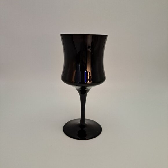 Vintage MCM Black Amethyst Glass Goblet - Picture 1 of 9